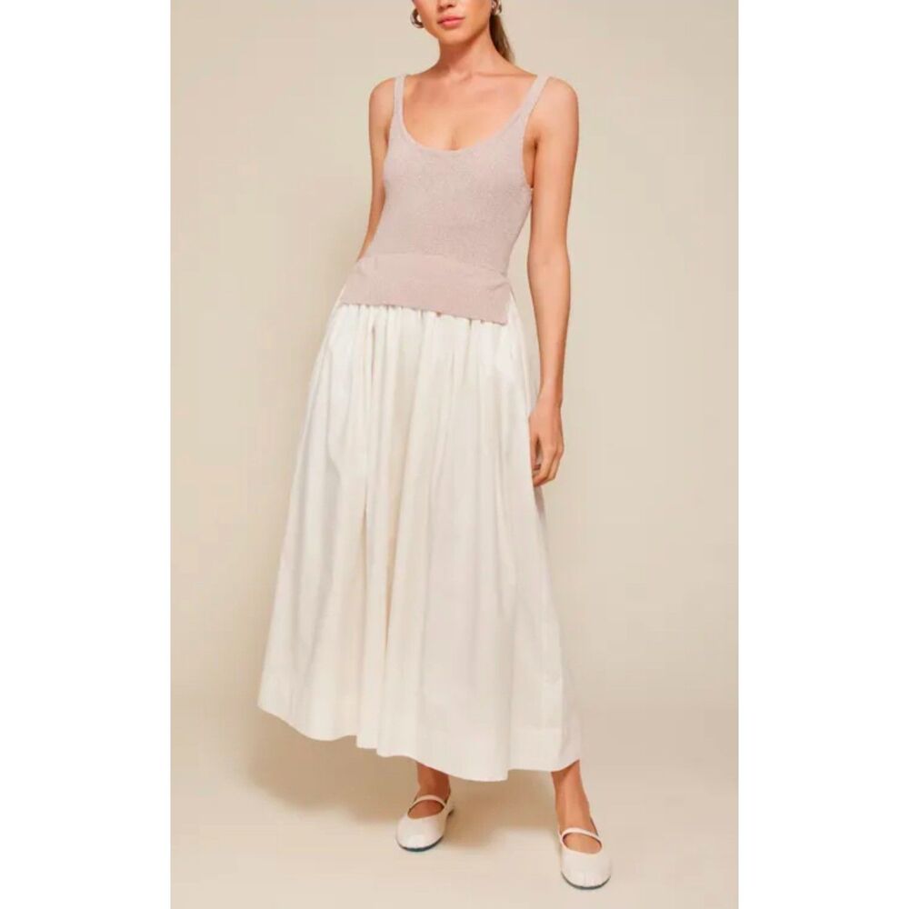 Line and Dot Oyster White Collete Midi Dress Size XS NWT